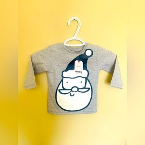 Next Toddler Kids Gray Cotton Santa Graphic Print Long Sleeve T-Shirt